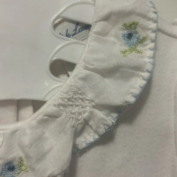 Ralph Lauren White Baby Onesie with Floral Accents - Picture 2 of 3